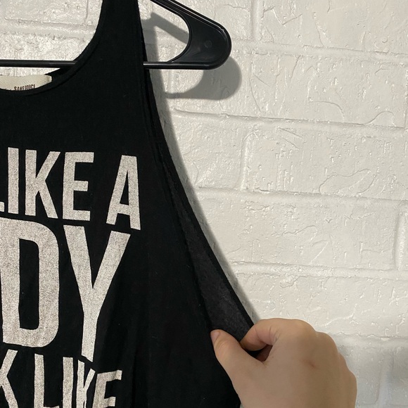 Sans Souci “Act Like A Lady Think Like A Boss” Black Workout Tank Top - Picture 3 of 5